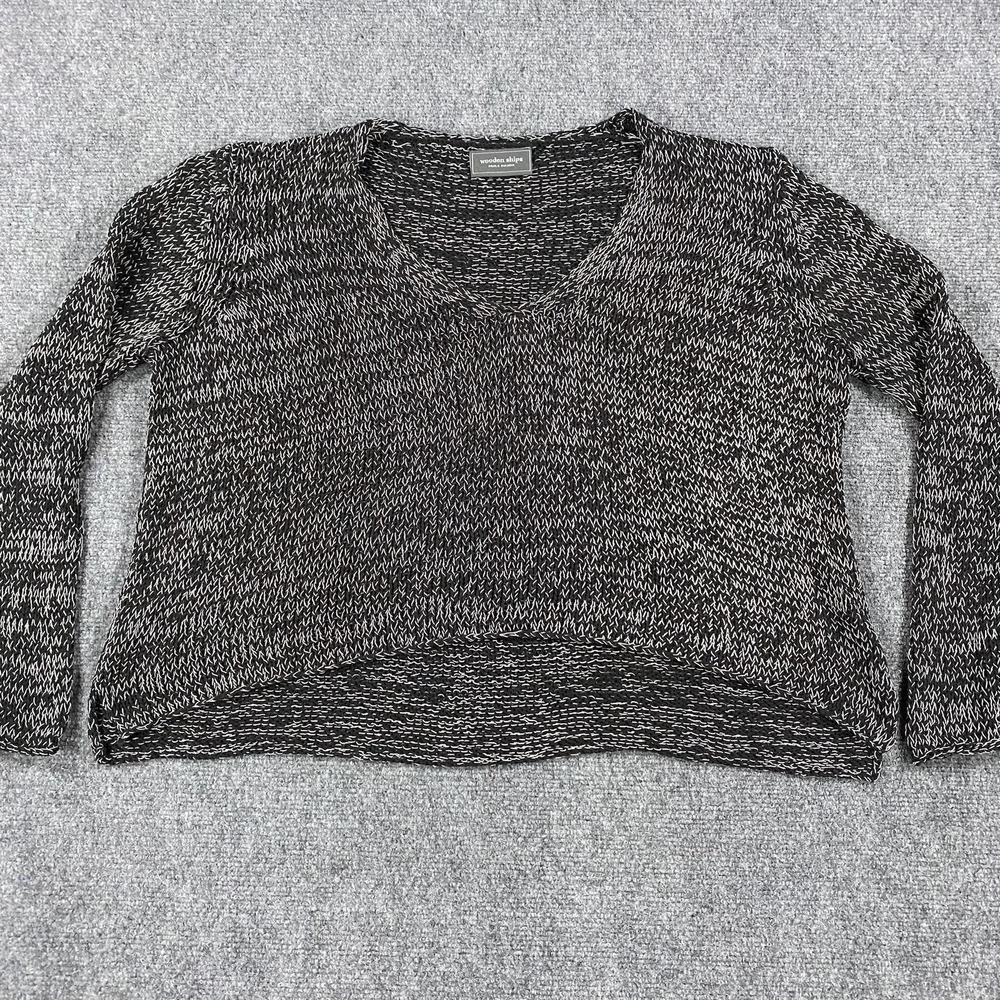 Wooden Ships Sweater X/S Black White Pullover V Neck Lightweight